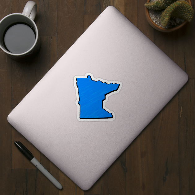 Bright Blue Minnesota Outline by Mookle